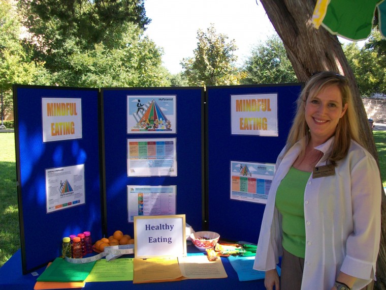 Health and counseling Center Director Claudia Carroll teaches healthy eating.
