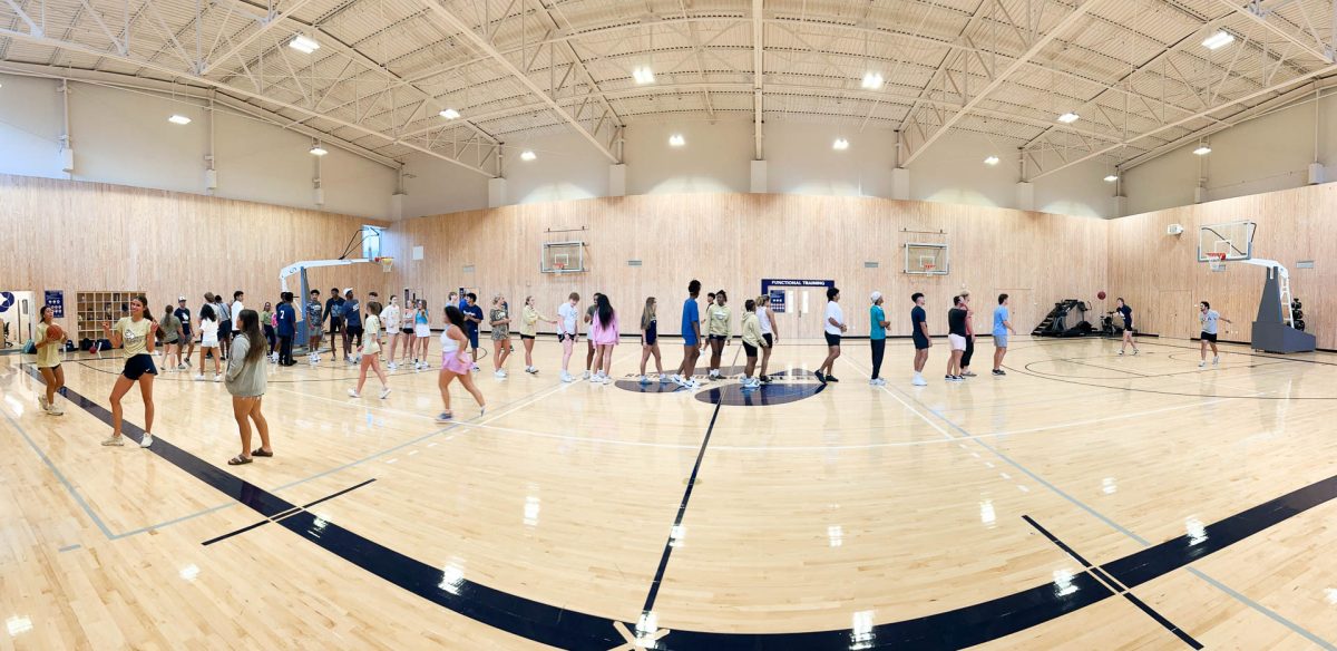 Student athletes have fun and participate in games during the first FCA meeting of the year. The meetings consist of bonding and community building activities, followed by a “huddle” and a Faith based message. 