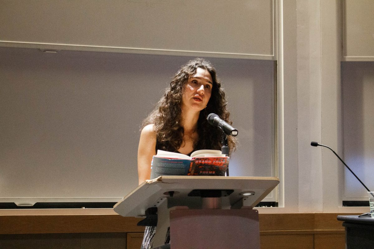 Elisa Gonzalez reads a collection of poems from her debut book, “Grand Tour: Poems.” Each selection highlighted her contemporary yet complex poetic style of writing.