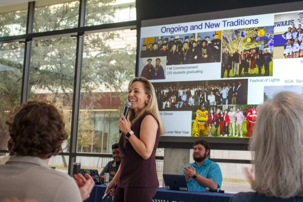 President Montserrat Fuentes gave her annual University Address at the Student Government Association meeting. 